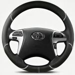 Auto roolikatte kate K&auml;sit&ouml;&ouml;na &otilde;mmeldud Pehme Must Kunstnahast Toyota Fortuner Hilux 2012-2015 jaoks White round