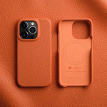 Melkco 100% Ehtne Nahast &Uuml;mbris IPhone 16 15 14 Pro Max Plus jaoks Magnetiline Luksuslik Kate &Auml;ri Loomulik Lehmanahast Telefonikotid for iPhone 16 Plus oranž