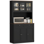 Buffet High Cuisine K&ouml;&ouml;gikapp 6 ust 2 sahtlit T&ouml;&ouml;tasapind Reguleeritavad riiulid 100x40x180cm Must