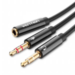 Vention 3,5 mm k&otilde;rvaklappide jaotur 3,5 mm emane kuni 2 isane 3,5 mm mikrofon CAIT Audio Y splitteri adapter PC PS4 jaoks 30 cm 30cm must