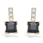Les Tr&eacute;sors De Lily [N6913] - Boucles Plaqu&eacute; Or 'Sissi' noir dor&eacute; - 12x6 mm must