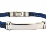 Les Tr&eacute;sors De Lily [P5628] - Bracelet acier 'Peaceful' bleu argent&eacute; (personnalisable) sinine