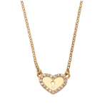 Altesse [Q4842] - Collier plaqu&eacute; or 'Love Cadenas' blanc dor&eacute; - 10x8 mm valge