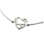 7bis [Q6042] - Bracelet artisanal 'Origami' (love) argent&eacute; - 13x11 mm h&otilde;be