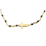 Les Tr&eacute;sors De Lily [R0055] - mustast kullast  Cross  terasest disainik&auml;ev&otilde;ru - 10x7 mm must