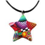Les Tr&eacute;sors De Lily [R1345] &ndash; mitmev&auml;rviline k&auml;sitsi valmistatud kaelakee Columbine & Harlequin &ndash; 30 mm (t&auml;ht) mitmev&auml;rviline