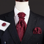 Meeste Paisley Ascot lips Jacquard kootud Cravat Hanky ​​mansetin&ouml;&ouml;bid Pulma tutvumispeo komplekt AS-0001