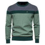 AIOPESON Spliced ​​Cotton Kampsun Meeste vabaaja O-kaelusega Kvaliteetne Pullover Kootud Kampsunid Meeste Uued s&uuml;gistalvised Meeste Kampsunid 3XL 90-98 kg roheline