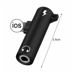 2-&uuml;hes heliadapter metallisulamist 3,5 mm pistikupesaga k&otilde;rvaklappide helilaadimiskaabli pistik iPhone 12 mini 11 pro max X XR XS Max 8 jaoks must