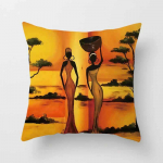 Aafrika elu Aafrika naised abstraktne maal kaunistus padjakate kodukaunistus padjap&uuml;&uuml;r eksootiline padjap&uuml;&uuml;r 40x40cm