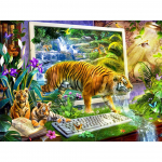 5D DIY Teemantmaal Loomapilt &Uuml;mmargune Tiiger Teemanttikandid Rhinestone Mosaiic Kodukaunistamise kingitus Full Round 20x30CM