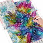 HUACAN 5D DIY Teemantmaal Abstraktne Lill t&auml;isruudukujuline &uuml;mmargune pilt Rhinestones Teemantmosaiik Mandala Kodukaunistus Full Square 20*30 cm