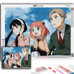 Ristpistekomplekt DIY Teemanttikandid Animeplakat SPY FAMILY Teemantmaaling Kodukaunistus Full Round 20X30CM