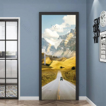 3D avatud uksed Ranna lamamistooli uksekleebised Magamistoa Vannitoa sissep&auml;&auml;su jaoks Euroopa Tapeet Kaunistus Vin&uuml;&uuml;lid Kaasaegne disain 77x200cm(cut 2 pcs)