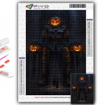 Teemantmaal Halloween hirmutav k&otilde;rvitsapea mees tikand Ristpistes kivist kodukaunistus Full Round 20X30CM