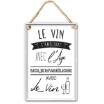 Les Tr&eacute;sors De Lily [R6148] - Metallist tahvel 'Vein paraneb vanusega - Mina - Ma paranen veiniga' valge - 30x20 cm valge