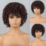 MISSQUEEN Afro Women l&uuml;hike krussis lokkis parukas Ombre pruun s&uuml;nteetilisest kiust naturaalsest lokkis parukas Aafrika Cosplay igap&auml;evaseks kandmiseks 25cm