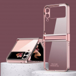 P&otilde;rutuskindel l&auml;bipaistev katte&uuml;mbris Samsung Galaxy Z Flip 3 5g Flip3 luksusliku mobiiltelefoni kate jaoks Samsung Z Flip 3 5g jaoks for Galaxy Z Flip 3 roosa kuldne v&auml;rv