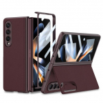 Luksuslik magnetiline nahast kate Samsung Galaxy Z Fold 4 &uuml;mbrisele, eesmine karastatud klaasist tugikaas Galaxy Z Fold4 jaoks For Galaxy Z Fold 4 veinipunane v&auml;rv