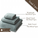 Luksuslik kollane puuvillane vannir&auml;tikute komplekt &ndash; imav ja pehme 3-osaline žakaarkoe disainiga vannitoar&auml;tikute komplekt 1set roheline