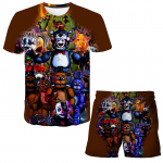 2tk Komplektid Poisid T&uuml;drukud 3D prinditud FNAF riided &Uuml;likonnad Suvemood L&uuml;hikeste varrukatega T-s&auml;rgid + L&uuml;hikesed p&uuml;ksid Riietus Komplektid 4-14 a 160