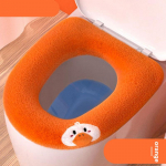 Fluffy soe WC-istme kate Pestav vannitoa WC-pott k&auml;epidemega Paksendatud pehme padjaga kootud soe WC-pott oranž