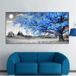 Sinine puu kaasaegne mustvalge kunst maastik L&otilde;uend Maalimine Seinapildid Plakatid ja tr&uuml;kised Elutoa sisekujundus Ilma raamita 60*150cm