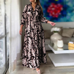 Naiste pikkade varrukatega V-kaelusega Bohemian Long Print suures suuruses kleit 2XL