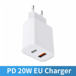 Laadija PD 20W Kiirlaadimine USB A-t&uuml;&uuml;pi C-portidega Pistiklaadimisadapter sobib k&otilde;ikidele Samsung Huawei Xiaomi Redmi nutitelefonidele EU valge