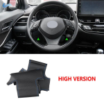 K&auml;sipunutis perforeeritud nahast autostiiliga rooliratta katte trimm Toyota Izoa 2018 C-HR CHR 2016 2017 jaoks B Black-blue line gray