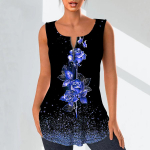 Naiste moodsad V-kaelusega s&auml;rgid vabaaja topid Naiste 3D-lilledega T-s&auml;rk, prinditud vest, suures suuruses varrukateta pluus, mantlid XS