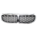 1 Paar Chrome Zilveren Auto Voorzijde Diamond Stijl Roosters Vervanging Racing Grills Onderdelen Voor Bmw 3 Serie 4 Deur E90 e91 1 Pair Full Silver gray