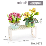 Mini Bonsai Lilled Taimed Ehitusplokk DIY Roheline Taim Kimp pottides Kodukaunistus Lastele M&auml;nguasjad T&uuml;drukutele J&otilde;ulud 1674 no box yellow