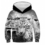 Cartoon Animal Tiger Fashion 3D Prindiga kapuuts Lastele Vabaaja mood puuvillane pikkade varrukatega kapuutsiga pusa 4-14T 100