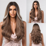 EASIHAIR Long Brown Ombre s&uuml;nteetilised parukad naistele Keskosa lainelised Cosplay parukad Naturaalsetest juustest Parukas Kuumakindel kiust parukas