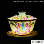 BORREY Jingdezhen keraamiline Gaiwan portselanist teetass ja alustass Tureens Enamel Cup reisikung fu teekomplekt Puer Oolong teekann 150 ml Peacock