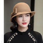 Ema kingitus naistele talvine 100% villane vildist Cloche m&uuml;tsid Daami elegantsed &uuml;lesp&ouml;&ouml;ratavad &auml;&auml;rega Bowknot Fedora m&uuml;tsid 54-58cm