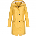 Naiste Solid Rain Outdoor Plus Size kapuutsiga vihmamantel Tuulekindel pikk jakk 2XL must