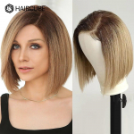 Inimjuustest parukad Pruunid Bob Pitsist eesmised parukad Eelkitkutud Blondid Kuldsed HD Pits Parukad L&uuml;hikesed Sirged Remy Parukad juustest