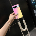 Crossbody Pearl Lanyard &uuml;mbris Google Pixel 8 Pro k&auml;ev&otilde;ru ketti l&auml;bipaistvad gradient&uuml;mbrised telefonile Google Pixel 7 6A silikoonist telefoni kaitsekate Pixel 6