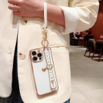 Galvaniseeritud s&uuml;damega k&auml;ev&otilde;ru&uuml;mbris iPhone'ile 15 14 13 12 11 Pro Max Samsung Galaxy S21 S22 S23 Plus Ultra A23 A24 A13 A12 A13 A52 A53 A54 Samsung Galaxy A54 5G valge