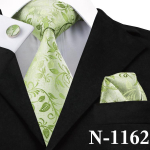 Barry.Wang kaelar&auml;ti mansetin&ouml;&ouml;pide komplekt Sinine roheline lumehelbe triibud Jacquard kootud pulm N-1162