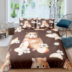 Merisea tekikott King-/queen-suuruses lastele Teismelistele poistele T&uuml;drukutele, armas multikas hamstri n&auml;riliste voodipesukomplekt &uuml;histuppa 140x200cm 3pcs