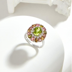 Klassikaline Peridot Turmaliin S&otilde;rmus t&otilde;eline v&auml;rviline v&auml;&auml;riskivi 925 sterling h&otilde;be elegantne peen ehe naistele kena kingitus us ring size 6#