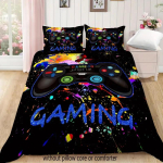 3D M&auml;nguvoodipesu komplekt, M&auml;ngukontroller, Sulet&auml;idisega tekk ja padjap&uuml;&uuml;r, M&auml;nguri tekikott DE135 * 200 Luksuslik pehme kodutekstiil EU Single 135x200cm