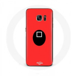 &Uuml;mbris Samsung Galaxy S6 Edge Squid Game ruudukujulise maski punase taustaga