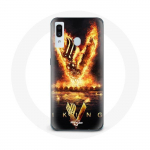 Coque pour Samsung Galaxy A20e Vikings S&eacute;rie Saison 6 logo V Ep&eacute;e de Feu Fond Noir
