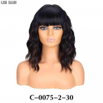 LISI HAIR s&uuml;nteetilised l&uuml;hilainelised tumedad juuksed tukkidega parukad Paruka juured kuumakindlad kiud kohevad juuksed naistele Cosplay kandmiseks 35cm