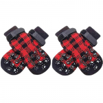 Lemmikloomakoera soojad libisemiskindlad p&otilde;hjaga puuvillased sokid k&auml;ppade kaitse mugavad elastsed koerasokid 4tk S