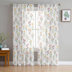 Lill akvarell Lill Magamistoa l&auml;bipaistev l&auml;bipaistev kardinad P&uuml;hadekaunistused Aken Voile t&uuml;llkardin 135W x 114H(cm)